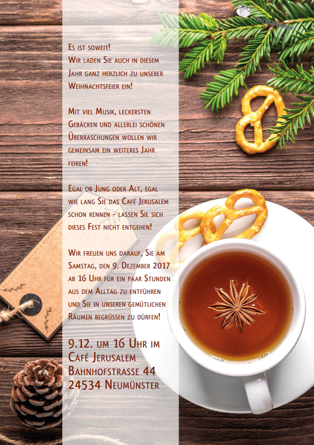 Einladung Zur Weihnachtsfeier 17 Cafe Jerusalem Neumunster